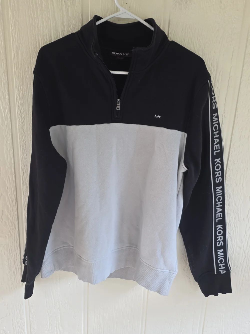Michael Kors Men's Black and Light Gray Half-Zip Colorblock Pullover, Size XL